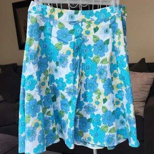 NWT St Johns Bay sz 12 white/blue/yellow floral print skirt